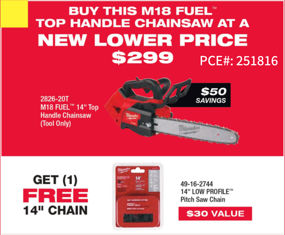 Milwaukee promo — Chainsaw offers